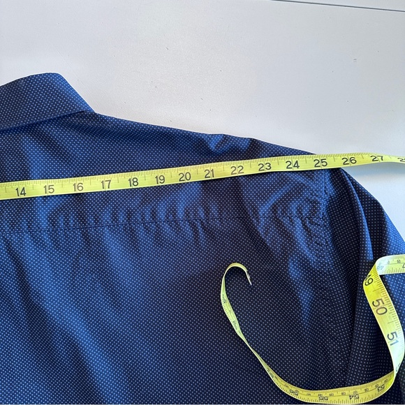 Men’s 4X Cotton Button Down Dress Shirt- Navy Micro Dot - Picture 9 of 10